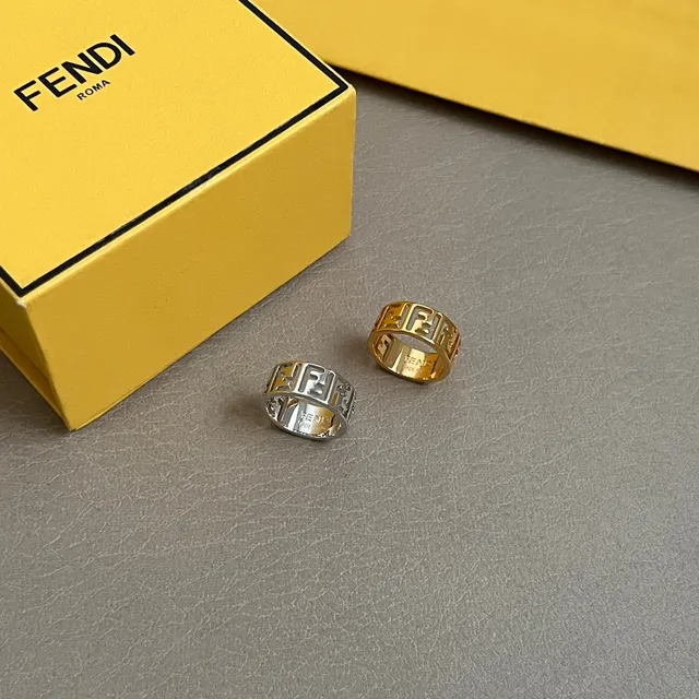 Fendi FF Ring Gold Openwork Logo Ring 5