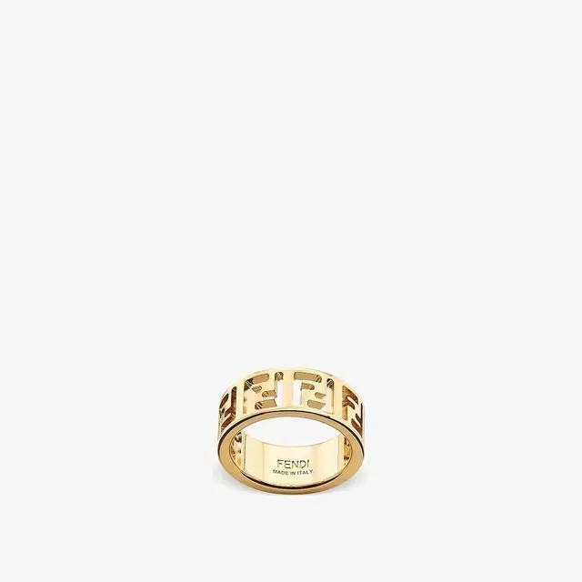 Fendi FF Ring Gold Openwork Logo Ring 8