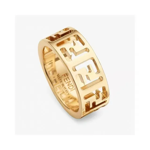 Fendi FF Ring Gold Openwork Logo Ring 9