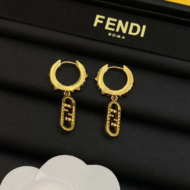 Boucles d'oreilles Fendi FF Spike or argent à picots aro pendantes charm 5