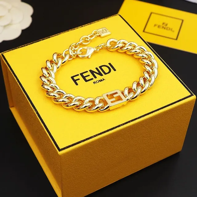 Bracelet Fendi Forever Chaîne Épaissie Dorée 9