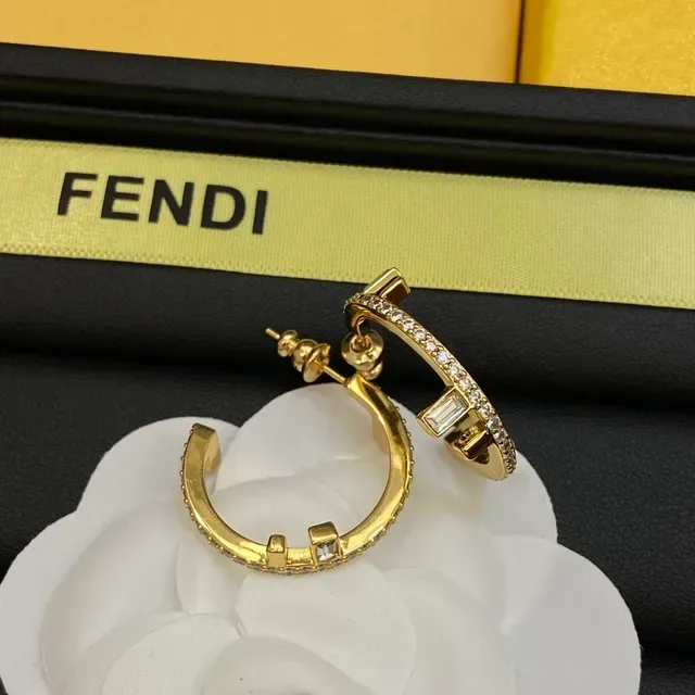 Brincos Fendi Dourado Transparente Pavé Cristal Encrustado 5