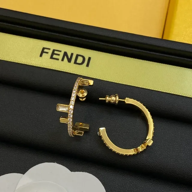 Brincos Fendi Dourado Transparente Pavé Cristal Encrustado 6