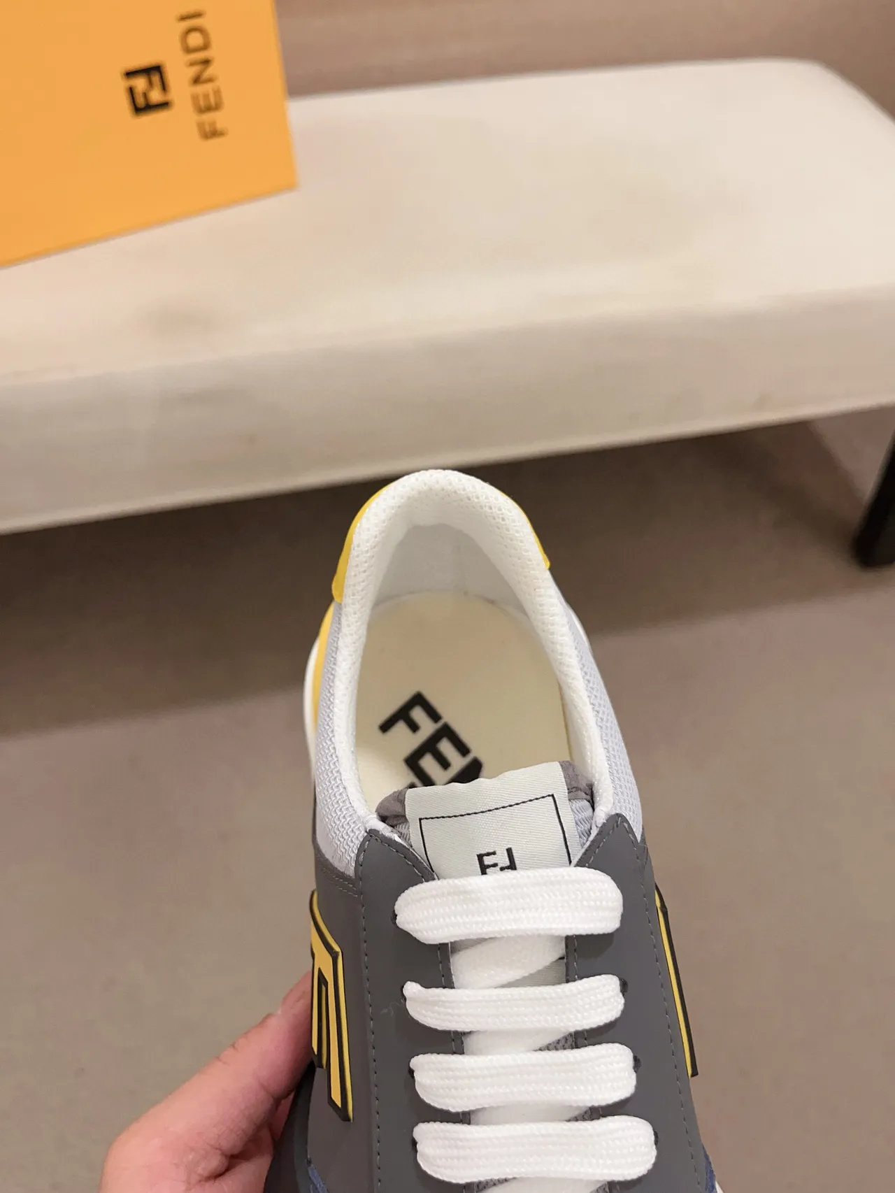 Fendi Gris Marino Multi-Material Upper Suela Media Esculturada Zapatillas Chunky 6