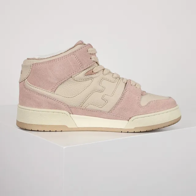 Fendi Tênis de Cano Alto Rosa Bege de Camurça e Couro Panelada Lifestyle Sneakers 9
