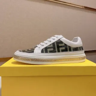 Fendi White Gold Monogrammed Side Panel Transparent Overlay Lifestyle Sneakers