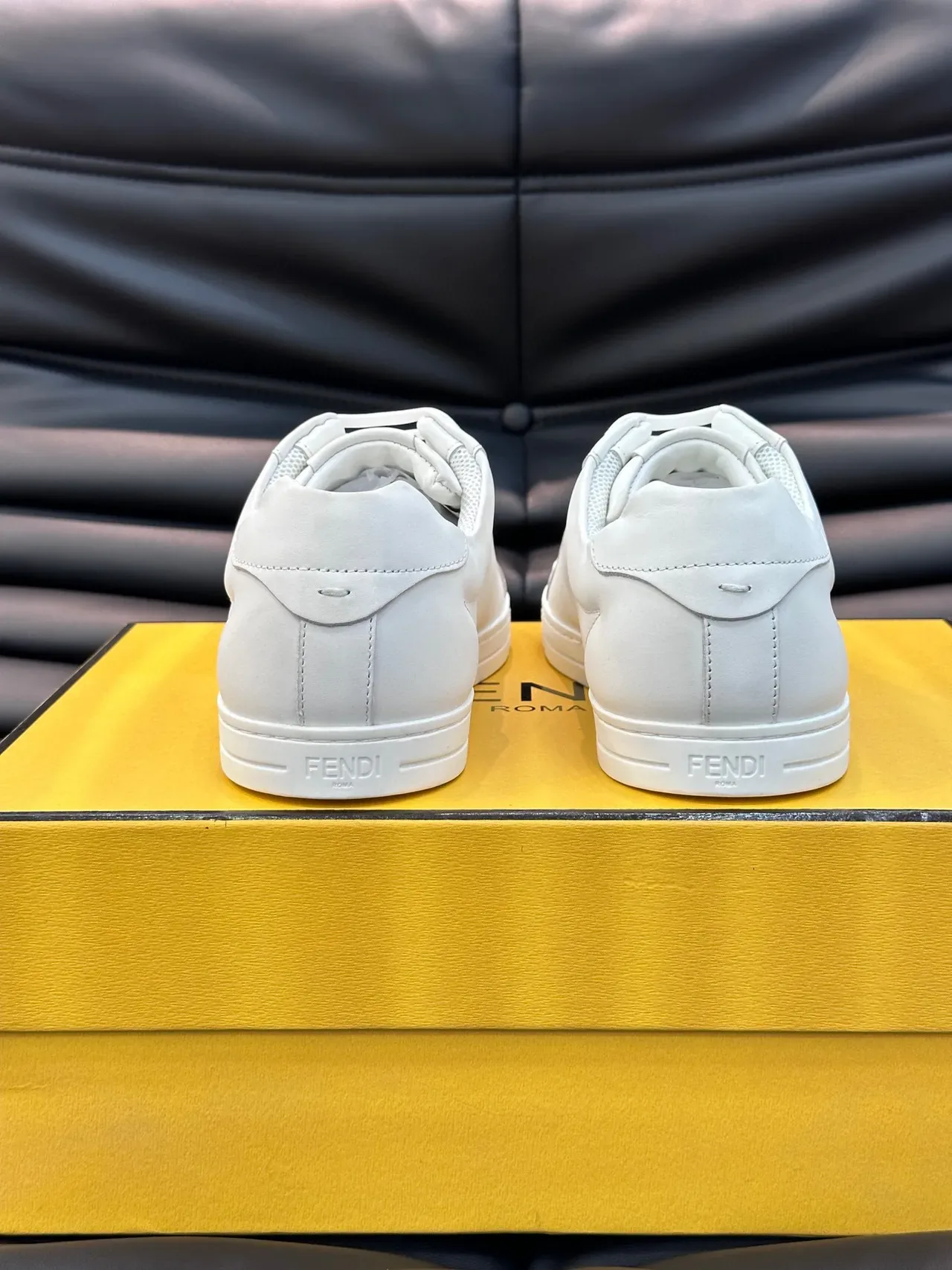 Fendi White Low-Top Leather Sneakers 3