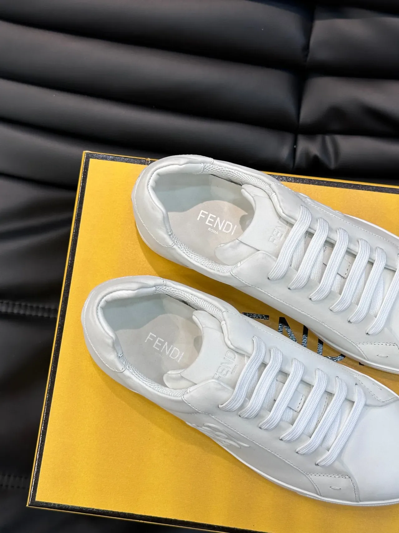 Fendi White Low-Top Leather Sneakers 4