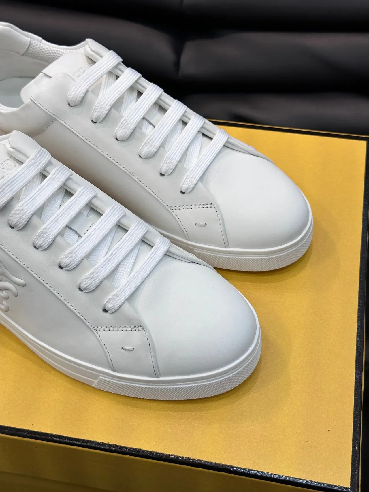 Fendi White Low-Top Leather Sneakers 5