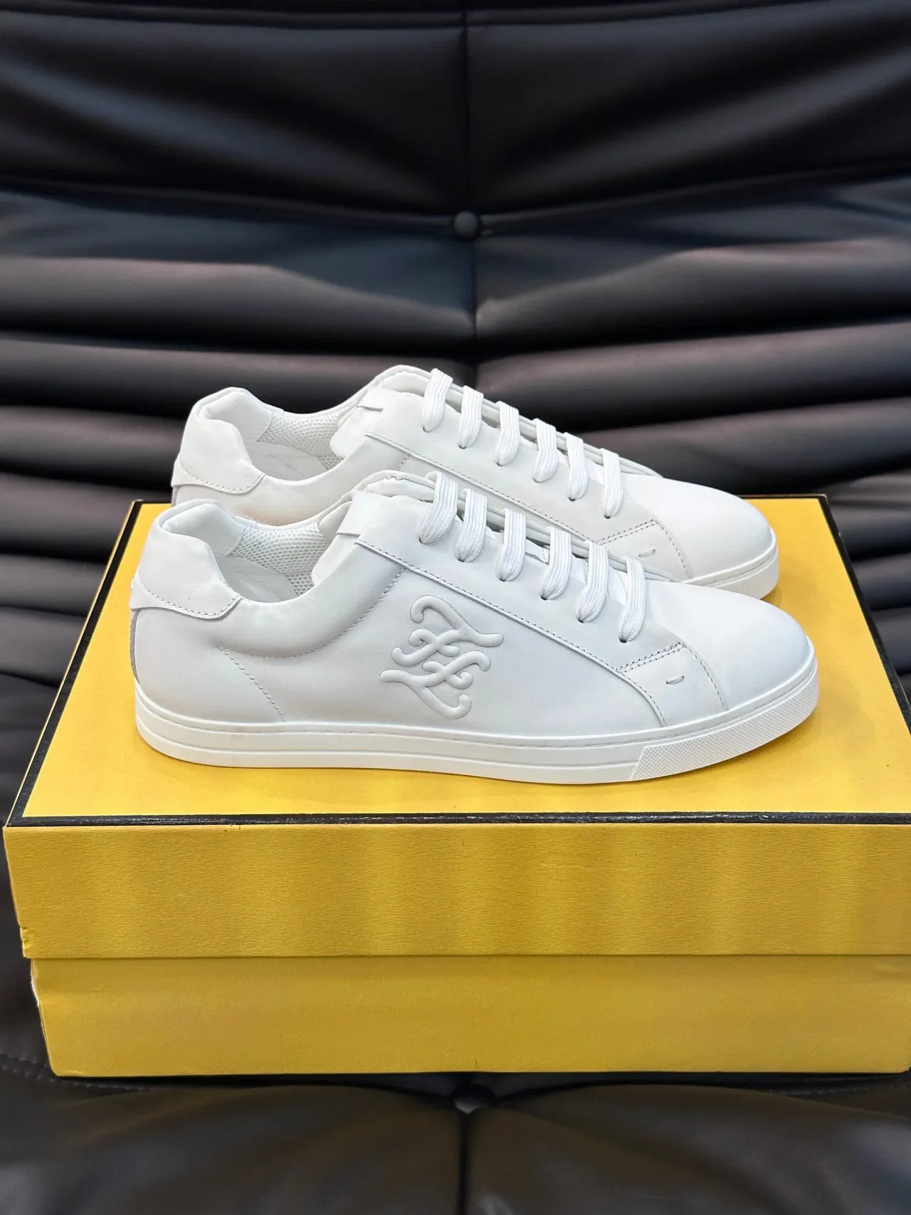 Fendi White Low-Top Leather Sneakers 7