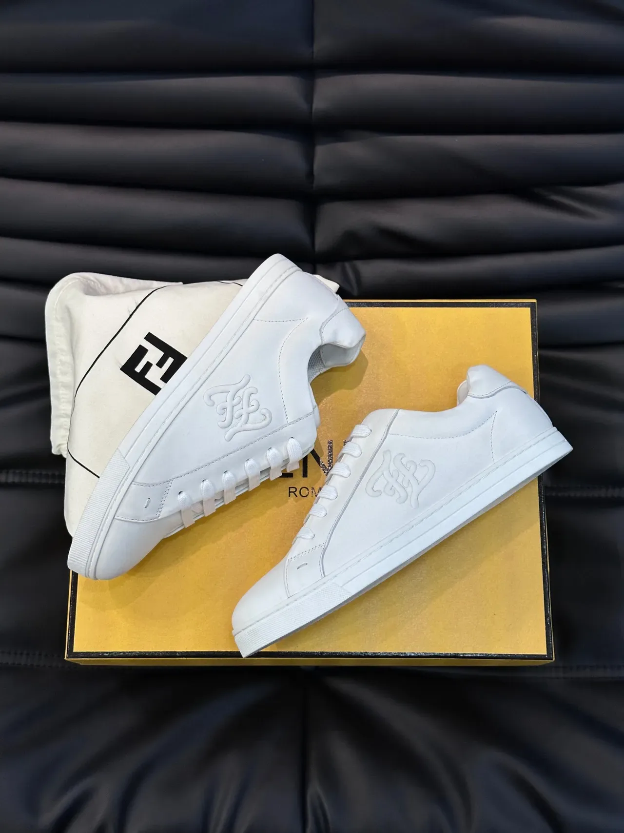 Fendi White Low-Top Leather Sneakers 8