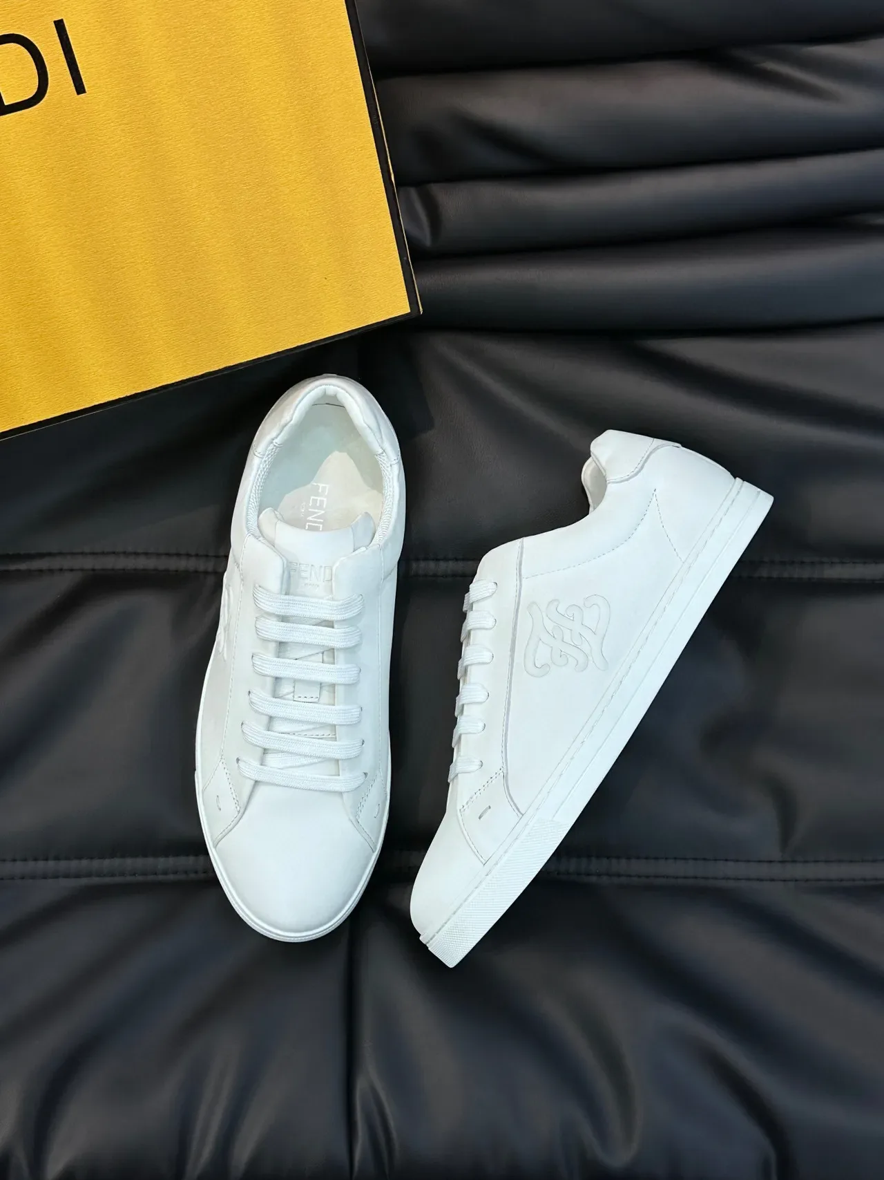 Fendi White Low-Top Leather Sneakers 9