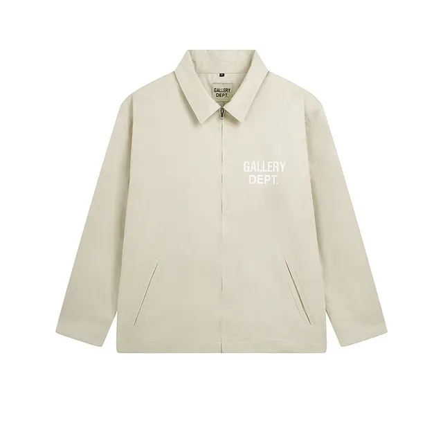 Gallery Dept Utility Beige White Collared Zip-Front Jacket 3