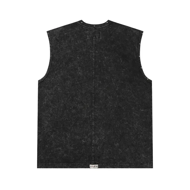 Acid-Wash Black Studded Graphic Vest Top 3