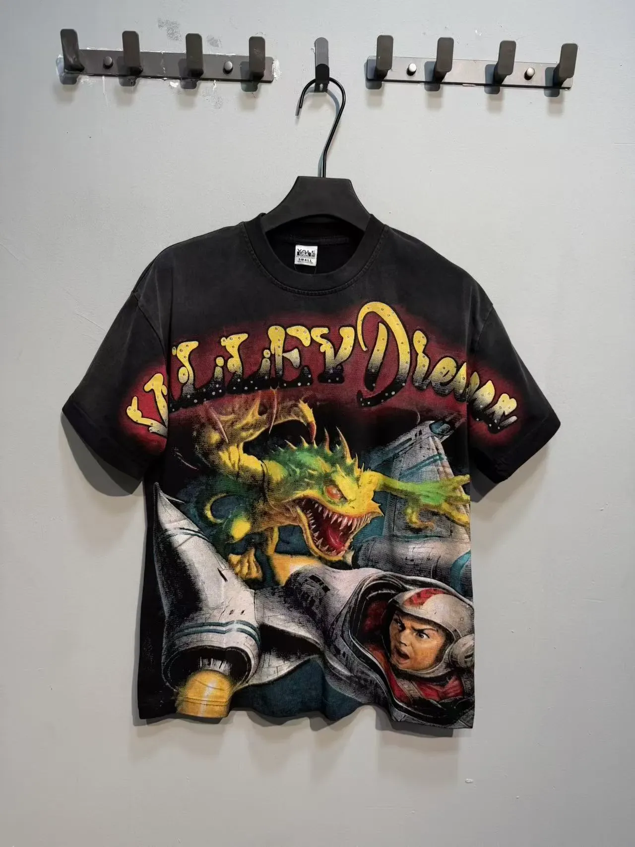 Acid-Washed Black Oversized Graphic Print T-Shirt 2
