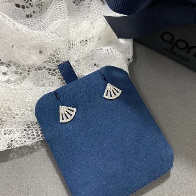 apm Monaco Fan-Shaped Pavé Stud Earrings 8