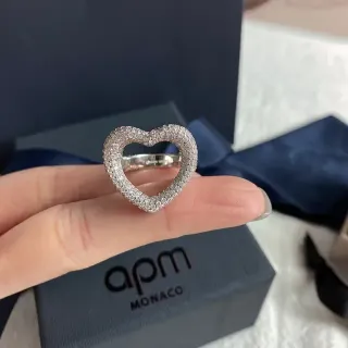 apm Monaco Open Heart Pavé Ring