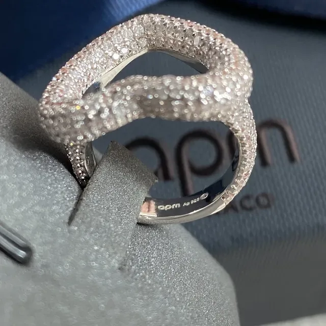 apm Monaco Open Heart Pavé Ring 5