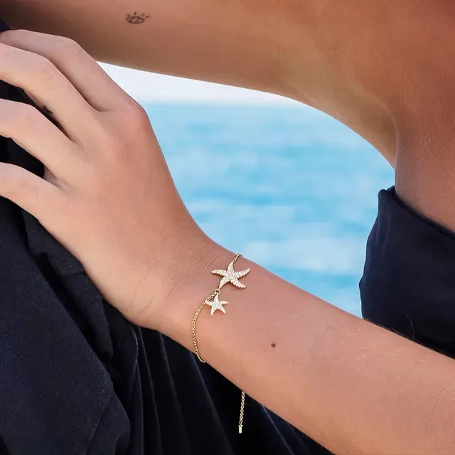 apm Monaco Starfish Pavé Double Star Charm Bracelet 2