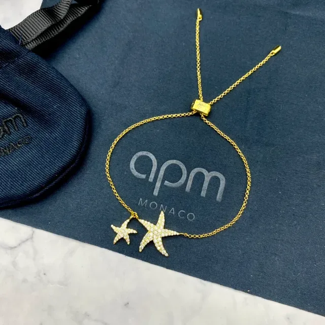 apm Monaco Starfish Pavé Double Star Charm Bracelet 6