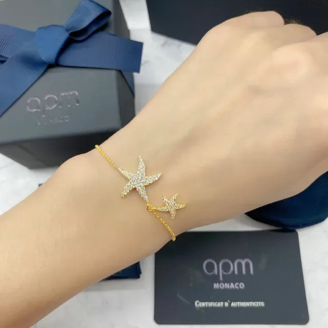 apm Monaco Starfish Pavé Double Star Charm Bracelet 8