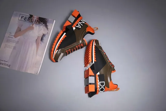 Army Green Orange Oversized Sculpted Sole Geometric Heel Blocks Chunky Sneakers 2