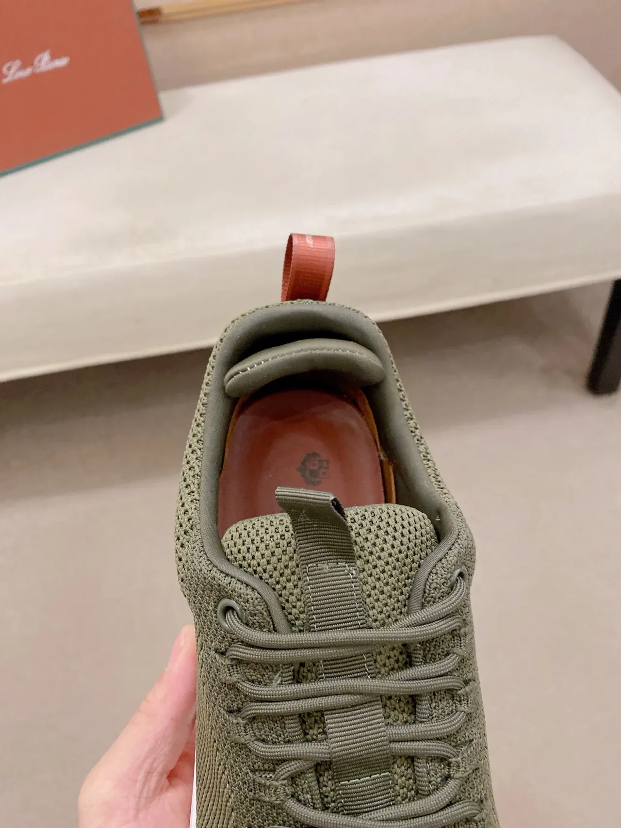 Army Green Pink Knit Upper Chunky White Midsole Sneakers 4