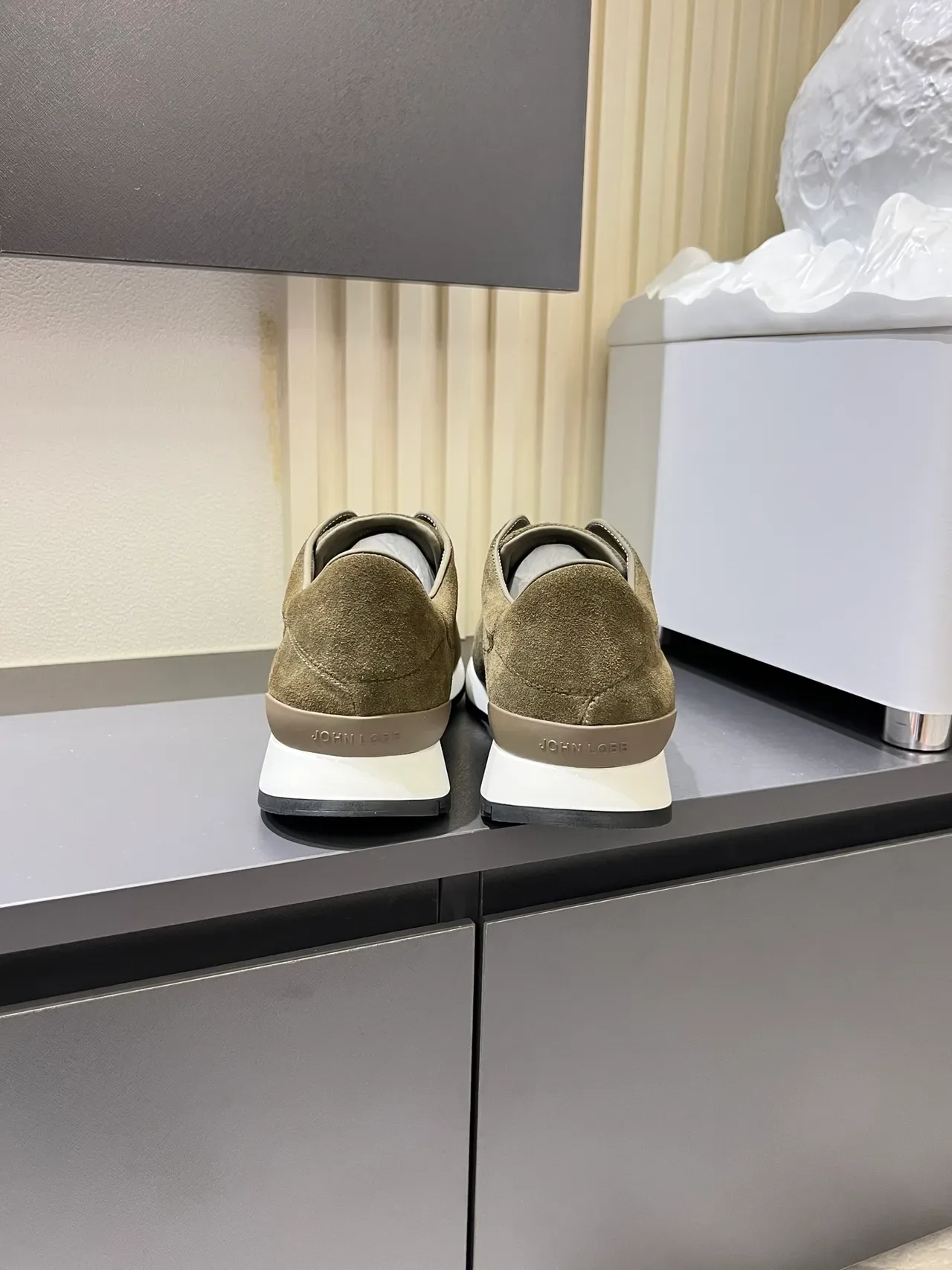 Army Green White Suede Upper Slip-On Construction Sneakers 2