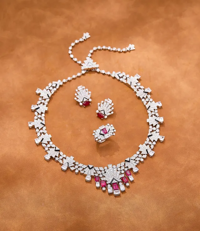Art Deco Style Pink Gemstone and Diamond Halo Ring 4