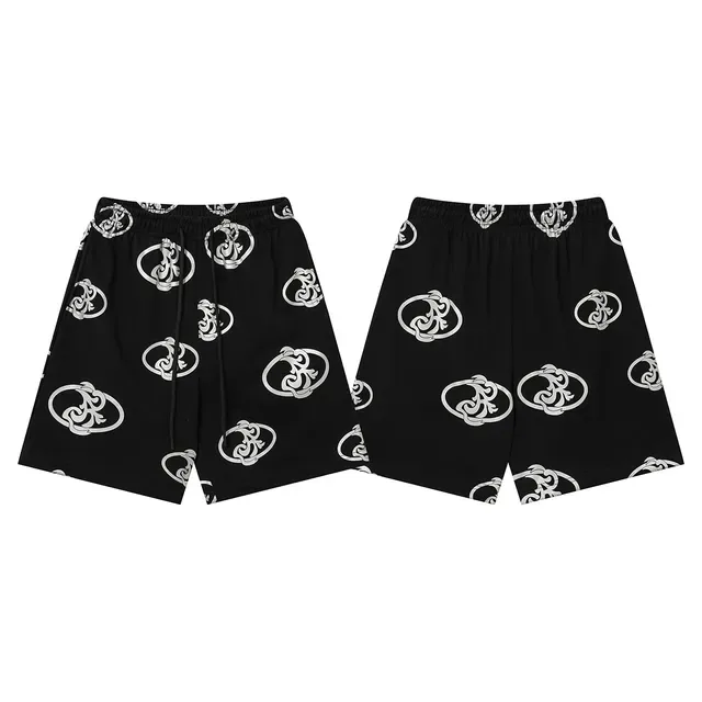 Asphalt Yacht Club Black and White Ornamental Logo Print Shorts 2