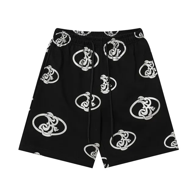 Asphalt Yacht Club Black and White Ornamental Logo Print Shorts 3