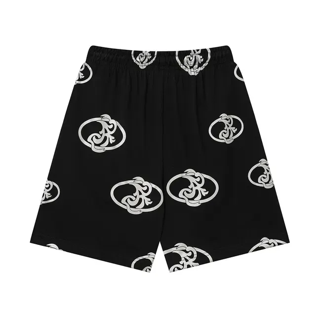 Asphalt Yacht Club Black and White Ornamental Logo Print Shorts 4