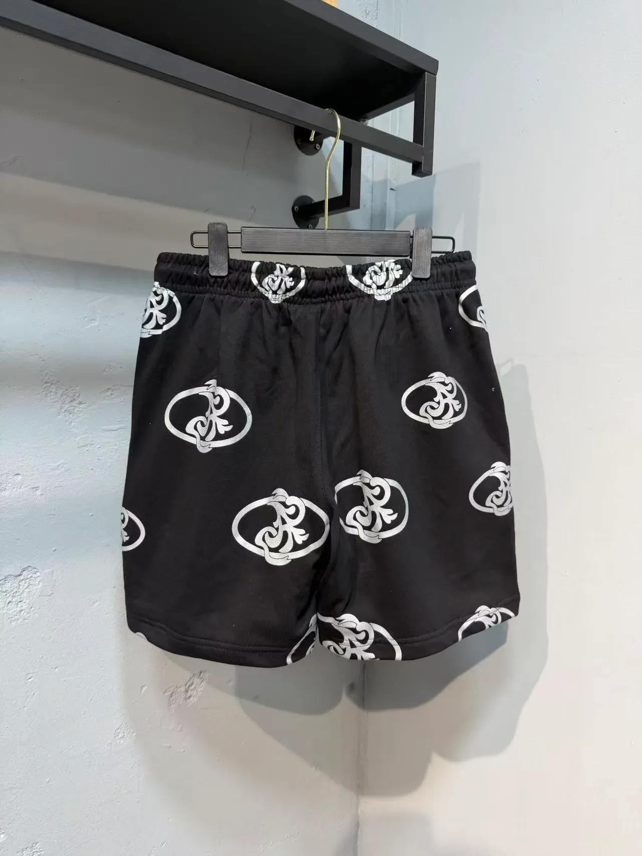 Asphalt Yacht Club Black and White Ornamental Logo Print Shorts 6
