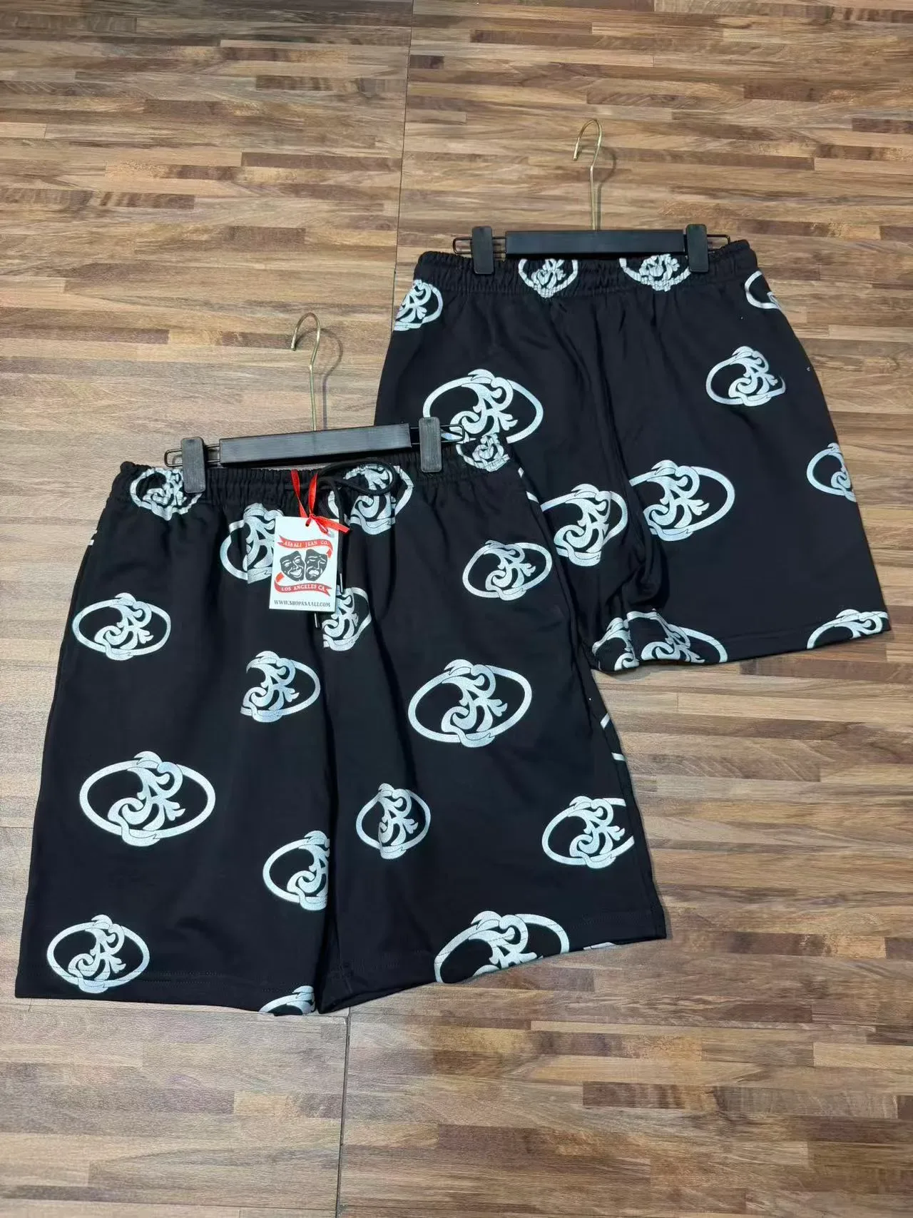 Asphalt Yacht Club Black and White Ornamental Logo Print Shorts 7