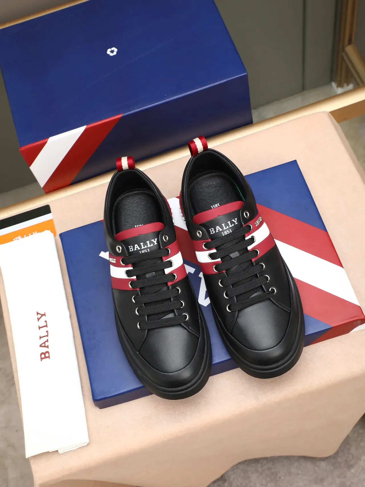 BALLY Black Red White Striped Platform Lifestyle Sneakers 2