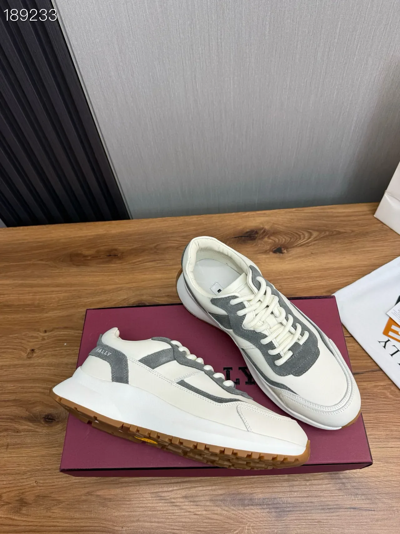 Bally Off-White and Gray Panelled Lifestyle Sneakers 5