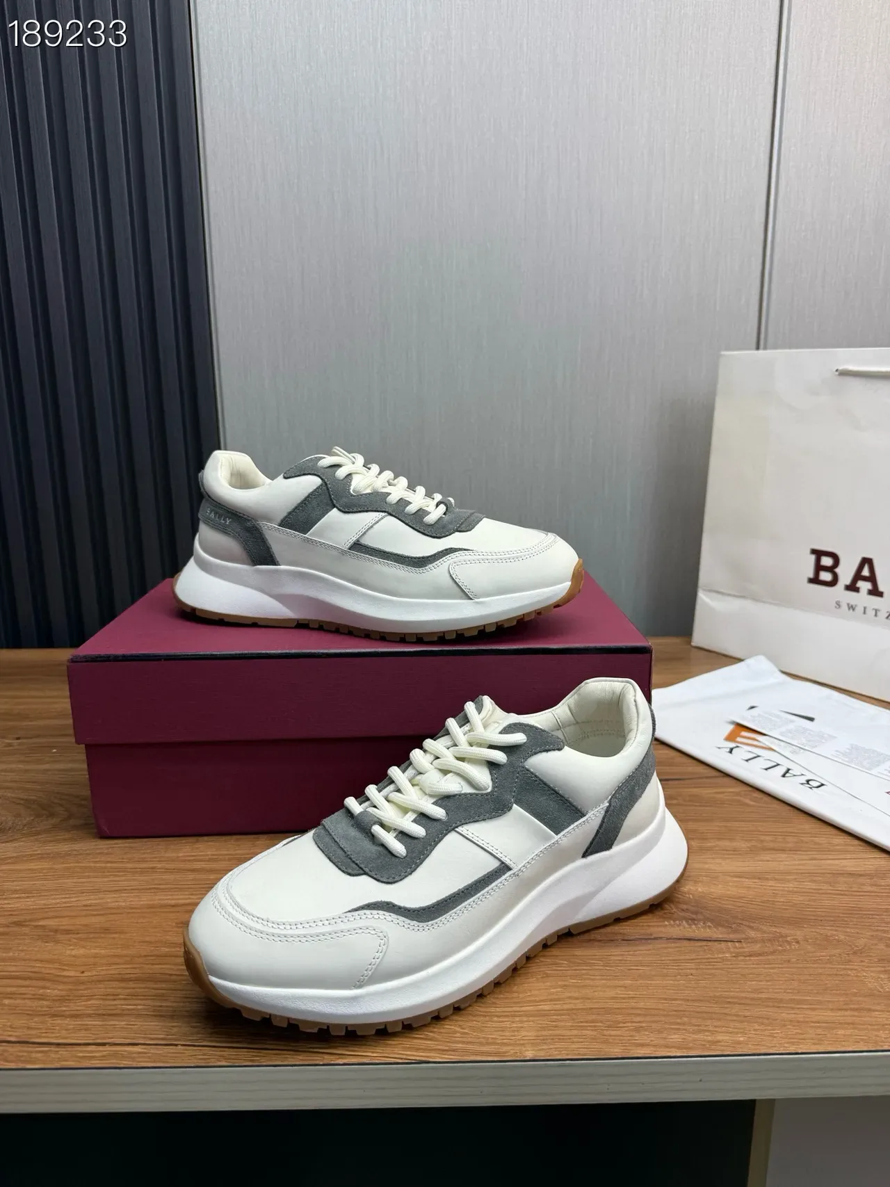 Bally Off-White and Gray Panelled Lifestyle Sneakers 7