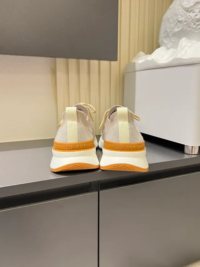 Beige and Tan Knit Lifestyle Sneaker 2