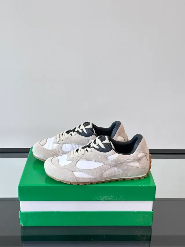 Beige and White Suede Panel Lifestyle Sneakers 5