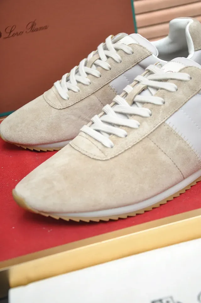 Beige and White Two-Tone Suede Leather Lifestyle Sneaker 2