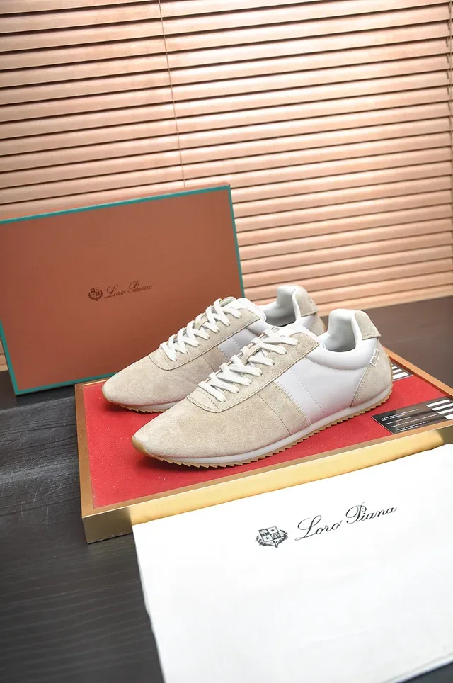 Beige and White Two-Tone Suede Leather Lifestyle Sneaker 4
