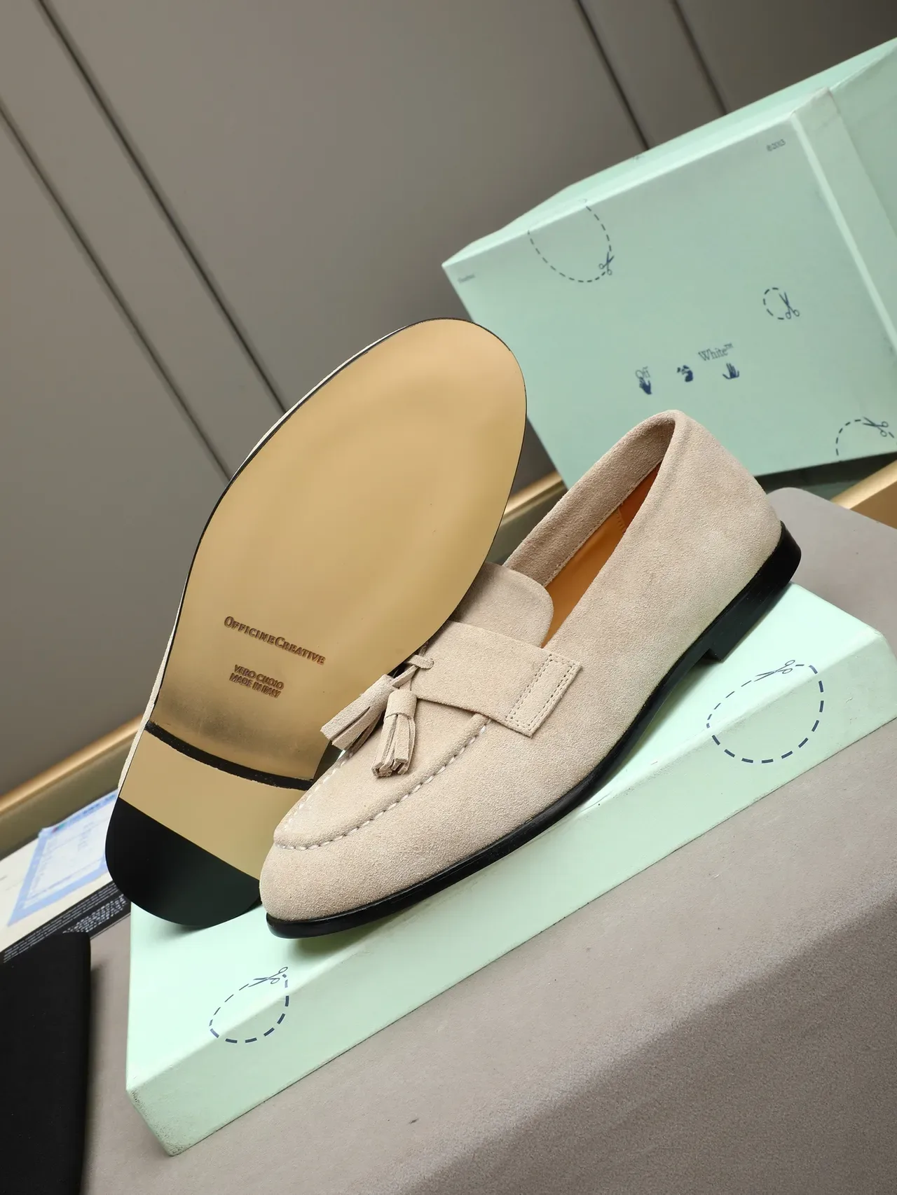 Beige Black Suede Tassel Loafer 5