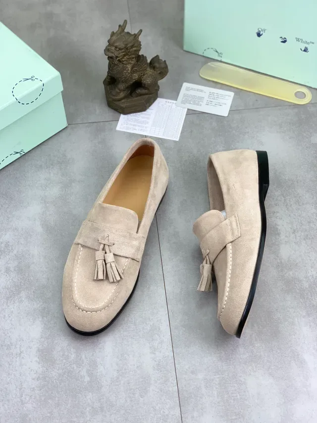 Beige Black Suede Tassel Strap Loafer 5