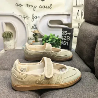 Beige Brown Suede-Like Upper Single Velcro Strap Mary Jane Shoes