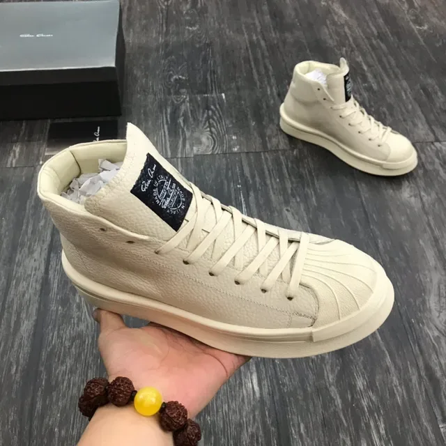 Beige High-Top Pebbled Leather Upper Lifestyle Sneakers 7