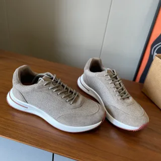Tênis Lifestyle Low-Top de Malha e Camurça Bege