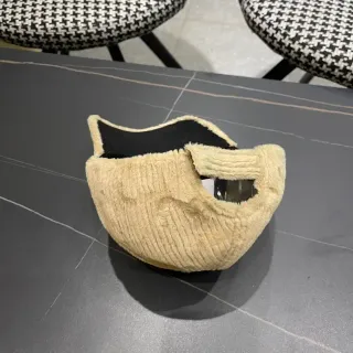 Beige Plush Corduroy Ear-Warming Headband Hat