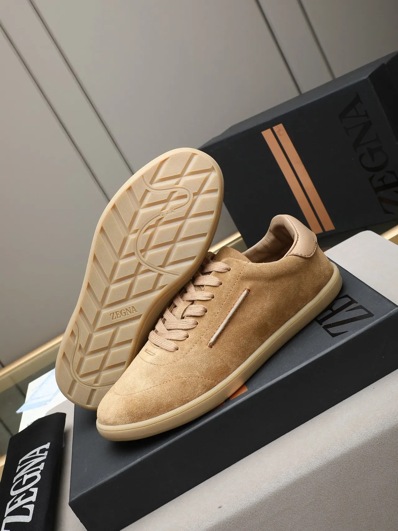 Beige Suede Low-Top Lifestyle Sneaker 4
