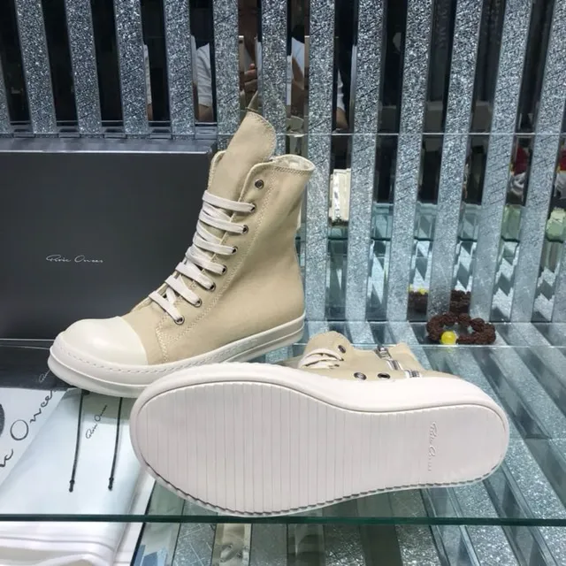 Beige White Canvas Upper Zipper Closure Ankle Boots 5