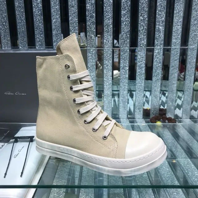 Beige White Canvas Upper Zipper Closure Ankle Boots 7